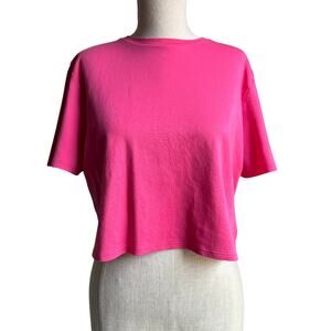 Theory Supima Cotton Clinton Easy Crop Tee Hot Pink Size Medium